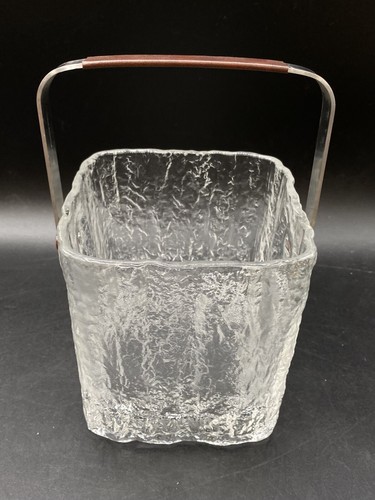 "Cubo de hielo Hoya Mid Century moderno de vidrio glaciar de 5"" mango de acero inoxidable" - Imagen 7 de 12