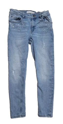 Zara Girl's Skinny Jeans 10 Blue Distressed