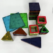 Magna Tiles Play Mags Shapes Magnetic STEM Building Toys Lot of 64 Assorted Pcs