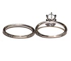 14k white gold .30ct diamond round blue topaz engagement wedding band set 2.4g 5 — photo 4