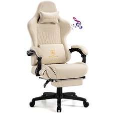 2025 Gaming Chair with Footrest and Bluetooth Speakers-Support Linkage Armrests
