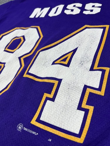 Maglia Camicia Vintage 2000 Minnesota Vikings #84 Randy Moss Giocatori NFL Uomo L - Foto 9 di 12