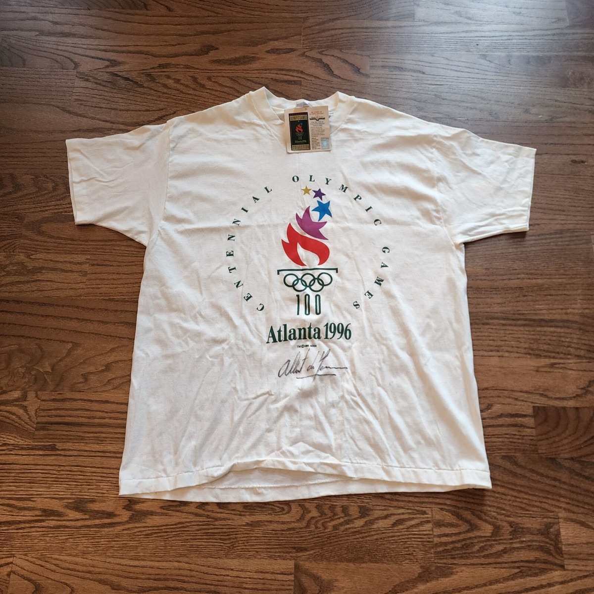1996 Atlanta Centennial Olympic Games White T-Shirt Single 1996 Atlanta Centennial Olympic Games White T-Shirt Single
