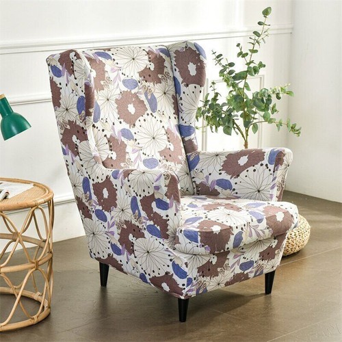 Stretch Wing Chair Cover Pastoral Printed Elastic Armchair Covers Slipcovers - Picture 29 of 58