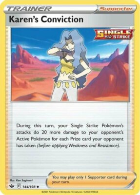 x1 Karen's Conviction - 144/198 - Uncommon - Reverse Holo Pokemon SS06 Chilling 