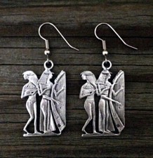 Pewter Egyptian Musician Earrings made in USA