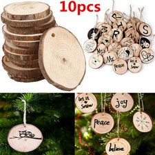 10Pcs Wood Christmas Tree Ornaments Props DIY Kids Painting Decor Craft Tags