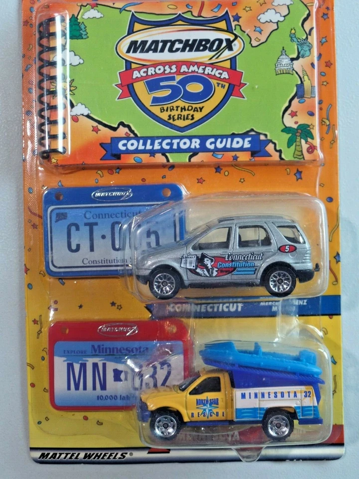 Matchbox Across America Paquete de 2 y Guía de Coleccionista NUEVO Connecticut Minnesota 205 Foto 2 de 4