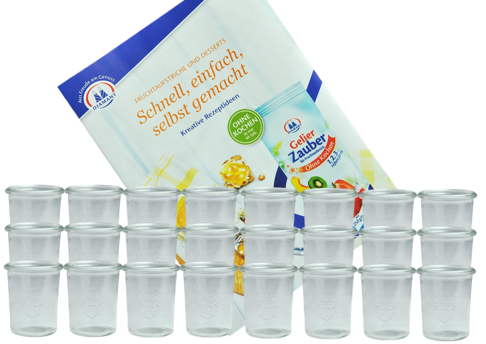 24 Weck Gläser Glas 160 ml Marmeladengläser Einmachglas Einweckglas Rezeptheft