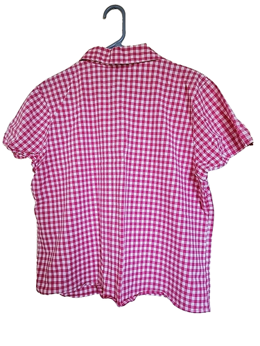 Relativity Womens XL Top Blouse Shirt Pink White Plaid Check Woven Button - Picture 3 of 3