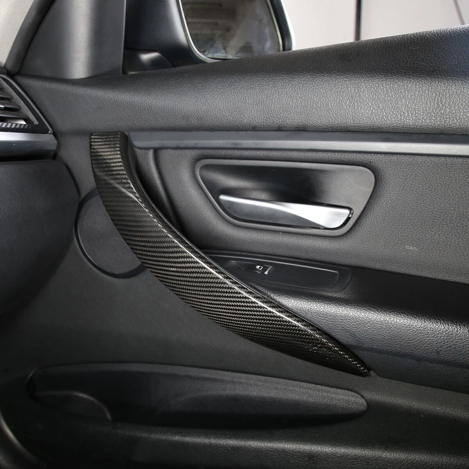 Cubierta de moldura de puerta interior de fibra de carbono real 4 piezas para BMW 330i M3 F30 F80 Foto 2 de 4