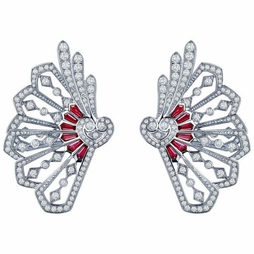 Unique Round White 2.48CT Simulated Sapphire Rubies Beautifully Handmade Earring - Picture 4 of 9