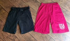 Boys Size Large 10-12 Lot Shorts 2 Pair Black Old Navy Red USA Summer Patriotic