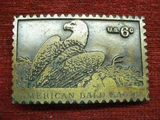 UNITED STATES 6 CENT POSTAGE STAMP REPLICA BELT BUCKLE- AMERICAN BALD EAGLE