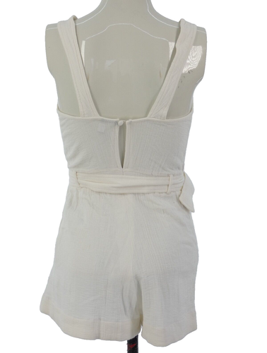 ASOS DESIGN Playsuit Romper Crinkle Utility Self Belt Waist White size UK 4 - Picture 5 of 13