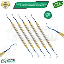 5 Pcs Dental Gracey Curettes 1/2 Titanium Coated Tip Double Ended Inst German Gr
