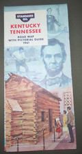 1961 Kentucky  Tennessee road map  KYSO gas oil Lincoln's birthplace cabin