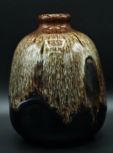 Vaso di Wendelin acciaio - firmato - marrone - Art Pottery - ceramica - smalto scorrevole - Foto 5 di 7