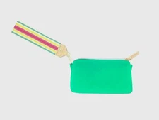 $75 Paradise Found Women Green Silicone Purse Handbag Clutch Strap Wristlet Bag