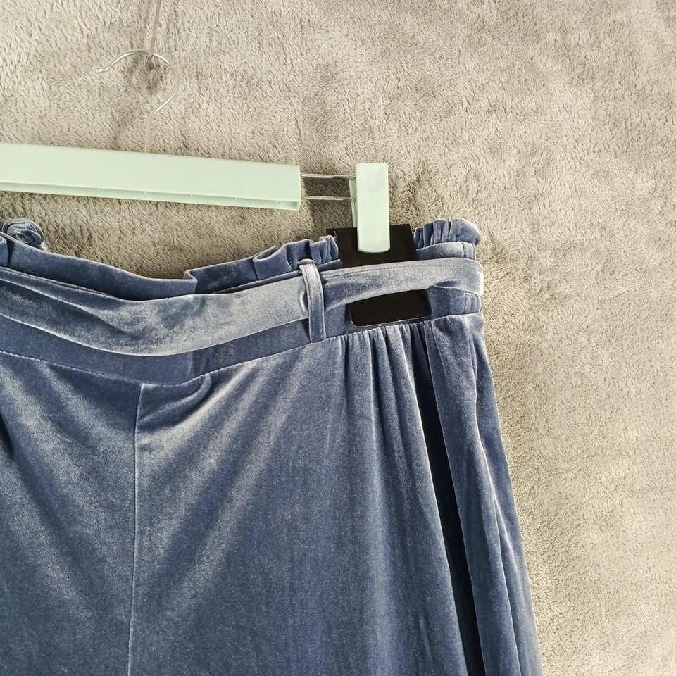 NUEVO CON ETIQUETAS $79 INC Pantalones de Terciopelo Palazzo GRANDES (12-14) Tiro Alto Azul Etéreo con Cinturón Foto 4 de 4