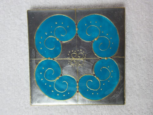 Set di 5 piastrelle dai colori vivaci - 4 astratte, 1 luna/stelle *9,7 cm quadrate - Foto 10 di 16