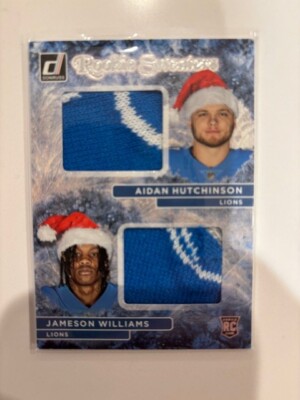 aiden hutchenson and jameson williams rookie sweaters card: Donruss 2022