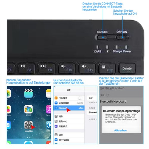Deutsche Wireless Tastatur kabellos Keyboard Inkl. Funk Maus Für PC Handy Tablet - Bild 12 von 33