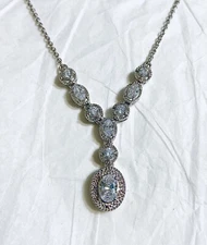 J Francis 925 Sterling Silver Swarovski Crystal Zirconia Y Pendant 18" Necklace