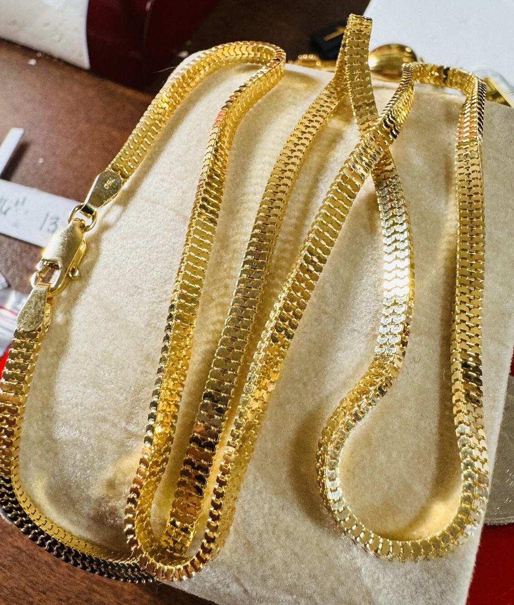 アクセサリー 18K (750) saudi gold 18CT 18K 750 Saudi Real Fine Gold Snake Chain Necklace 19.5