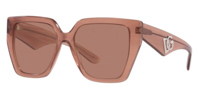 Dolce & Gabbana DG4438 3411/3 Fleur Caramel Square Dark Brown Women's Sunglasses