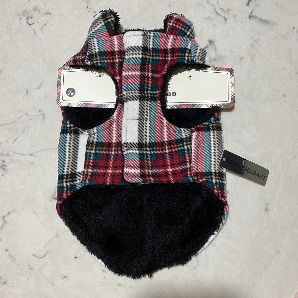 Barkley & Finn Pet Sherpa Lined Winter Dog Coat Jacket X-SMALL Multi Plaid NWT - Image 2 of 4