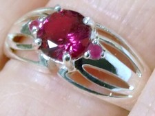 Red Lab Ruby Size 7 Ring 925 Sterling Silver 1.00ct USA Made