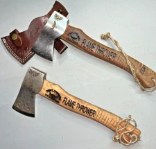Flamethrower throwing axes, 11" pro throw size throwing axes, with sheaths