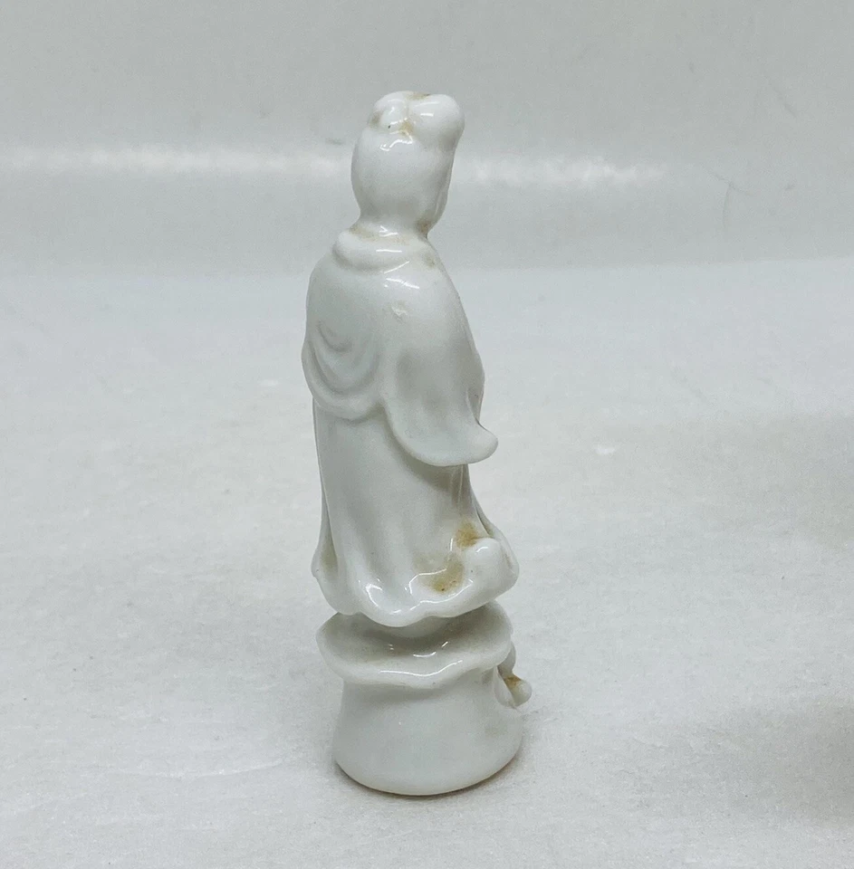 "Estatuilla de diosa oradora de porcelana vintage de Kwan Yin 3,5"" decoración artística 1" Foto 4 de 4