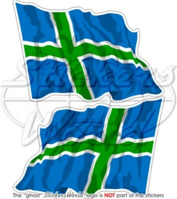 HIGHLANDS Scotland UK Waving Flag, 75mm Vinyl Stickers x2