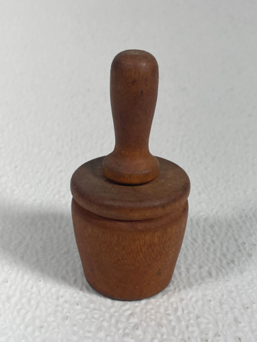 Antique 3" finished wood butter pat plunger mold branch & berry design 1” across - Picture 1 of 10
