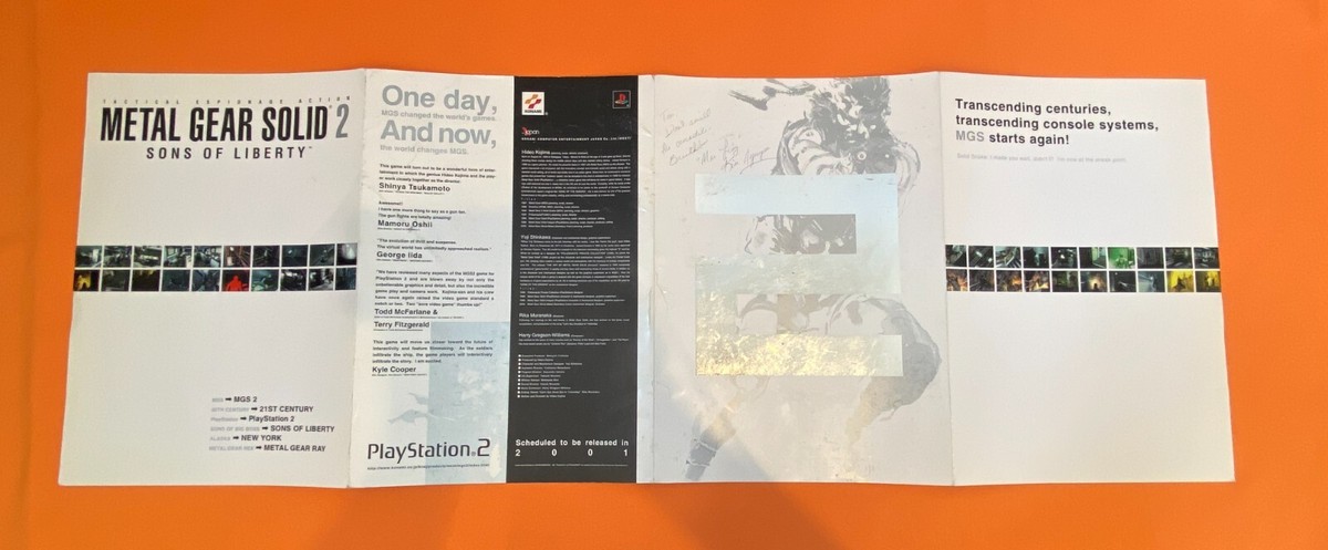ZOE2 + L GEAR SOLID 2 E3 Press Sheet Konami E3 Zone Of The Enders