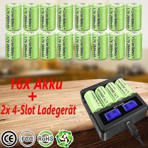 16x 2.8Ah (CR123A) Akku Batterien 2800mA 3,6V Li-Ion Wiederaufladbare+Ladegerät - Afbeelding 20 van 24