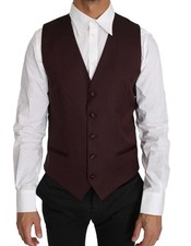 Dolce&Gabbana Men Dark Red Dress Vest Wool Silk Slim Fit Party Formal Waistcoat