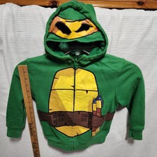 Teenage Mutant Ninja Turtles Green Zip Up Sweatshirt Jacket With Hood Size 4/5