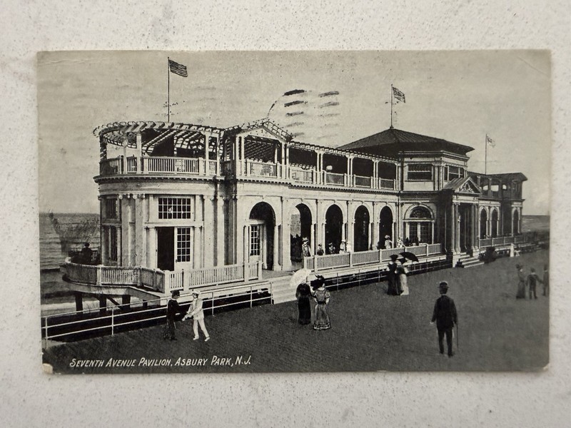 Seventh Avenue Pavilion Boardwalk Asbury Park NJ Antique Postcard 1909