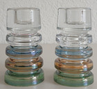 2 Block Crystal Carnival Candle Holders 4.76" Tall — photo 1