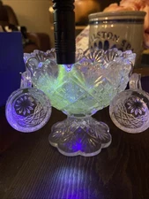 VTG Westmoreland Manganese Glass Mini Punch Bowl Set w 6 Cups