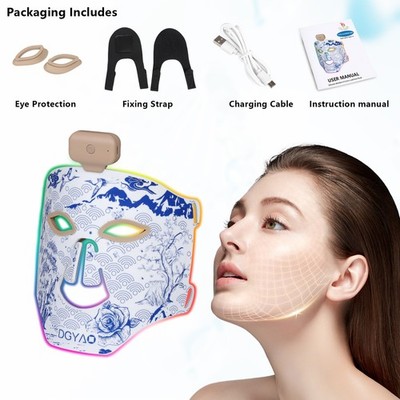 Red Light Therapy Mask for Face, 8 Colors LED Face Mask Light Therapy with Recha