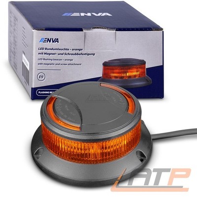 ENVA LED RUNDUMLEUCHTE ORANGE 12/24V 11W MIT MAGNET- UND SCHRAUBBEFESTIGUNG ALU