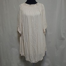 Listicle Shift Dress Womens Size Small Bell Sleeves Beige Bohemian Flowy Lined