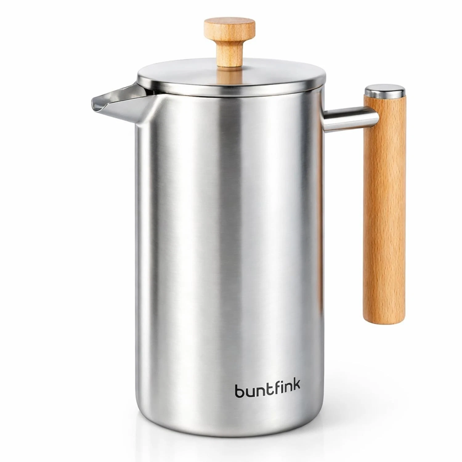 French Press Thermo 1 Litre Stainless Steel and Wood | Coffee Maker Double Wall...