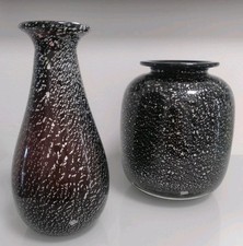 Murano Glasvasen, Silberblätter, wohl Seguso, H-15,5 &18cm,  1490 und 430 Gr.