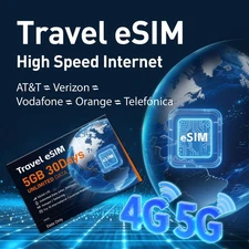 Unlimited 5GB for 30Day eSIM for 51 Global Countries-QR Code Activation