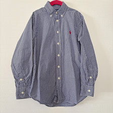 Ralph Lauren Shirt Boys Size 8 Blue Gingham Plaid Button Spring Easter Preppy
